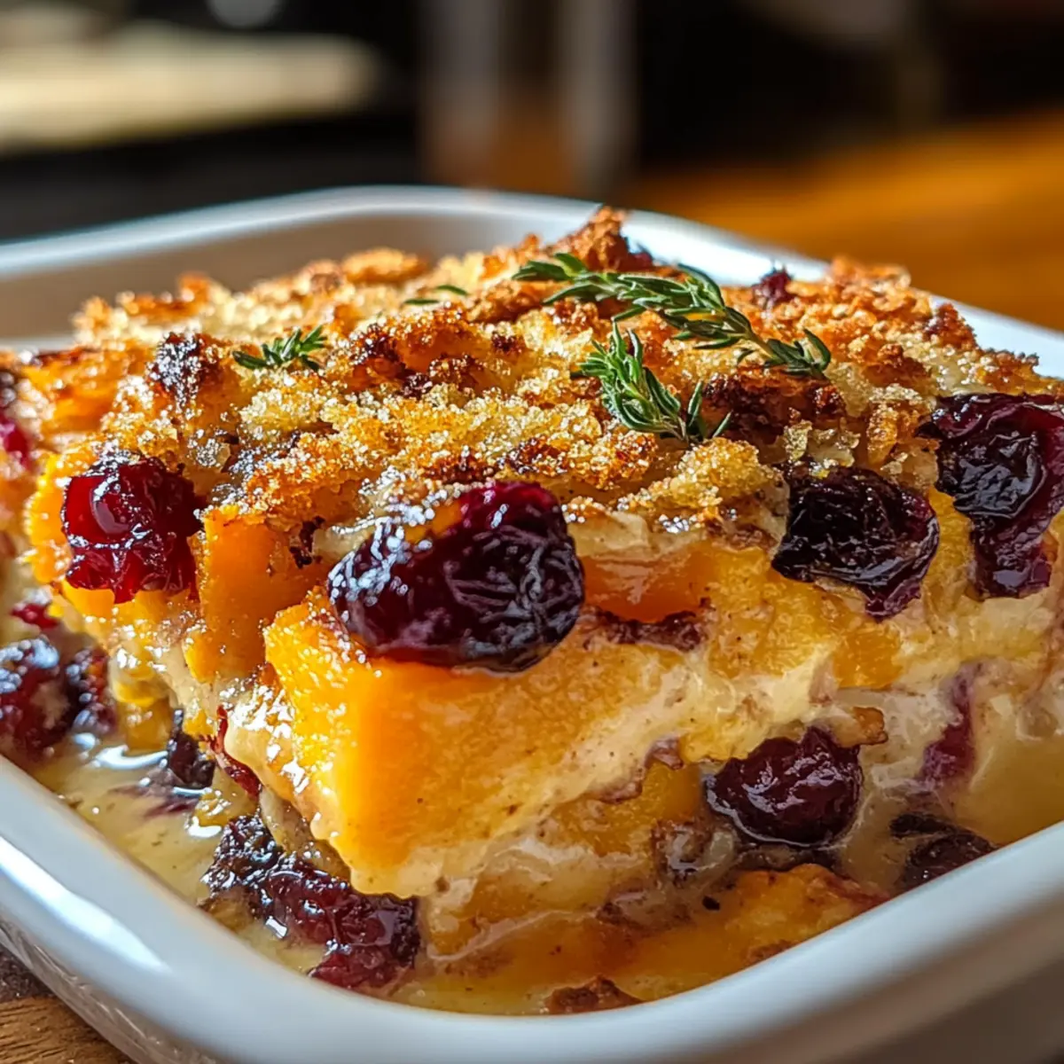 Süßkartoffel- und Cranberry-Gratin für Feiertage