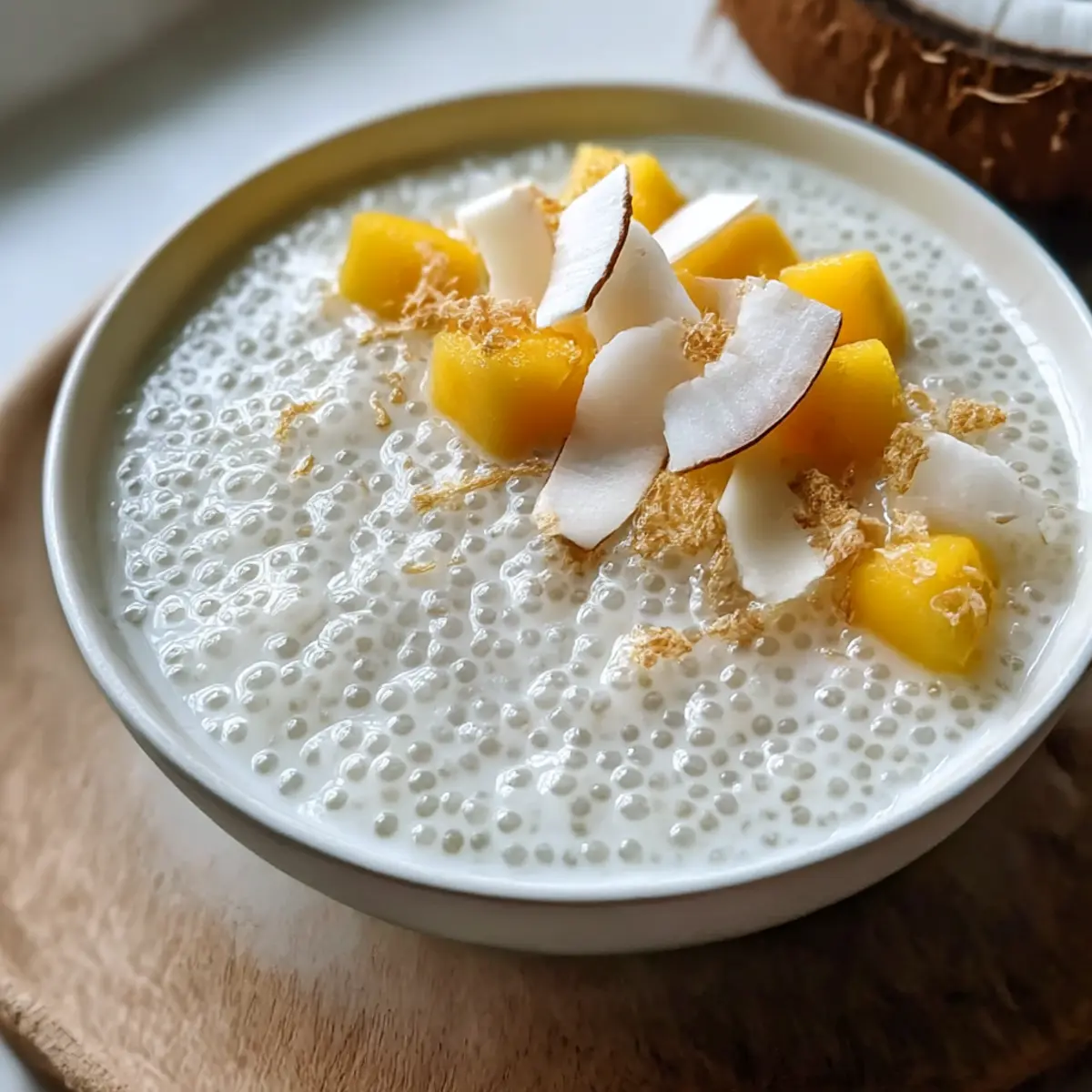 Thailändisches Kokosnuss-Sago-Pudding leicht und vegan