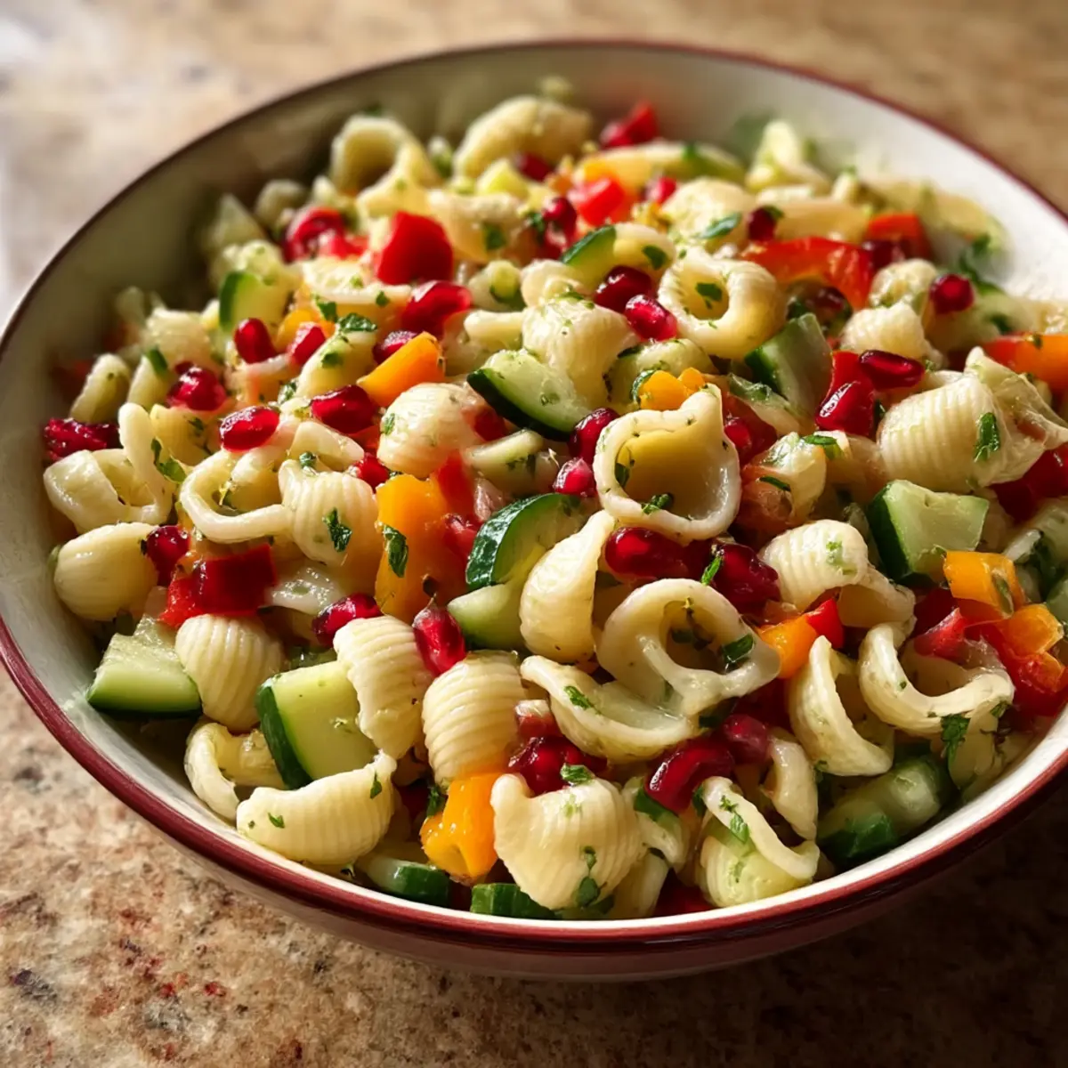 Lebhafte Sommersalat mit Nudeln für frische Genussmomente