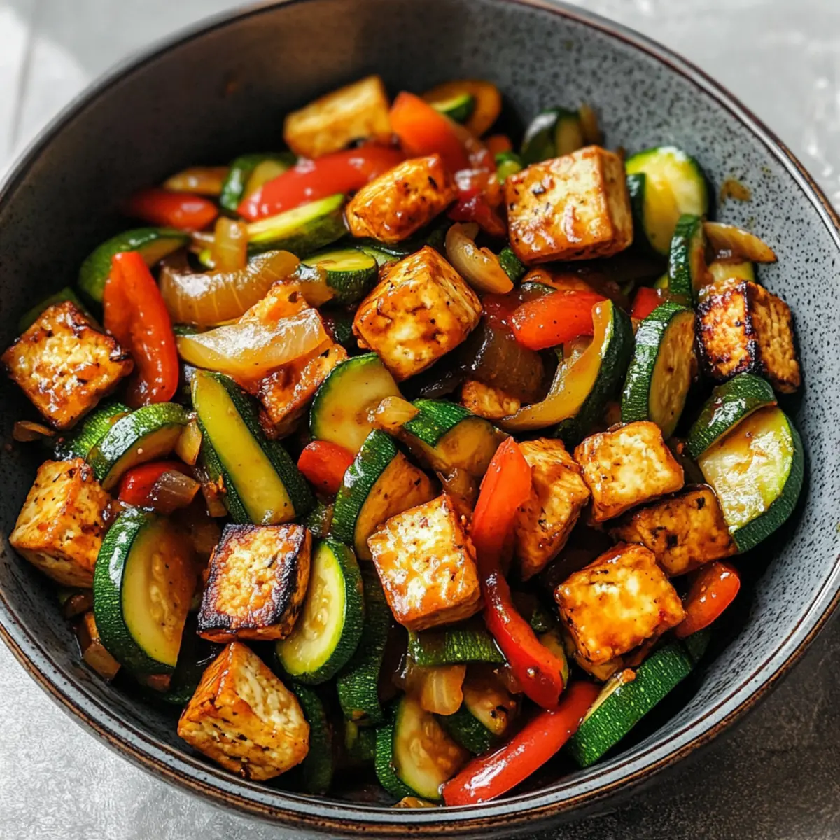 Zucchini-Pfanne mit Tofu für gesunde Abende
