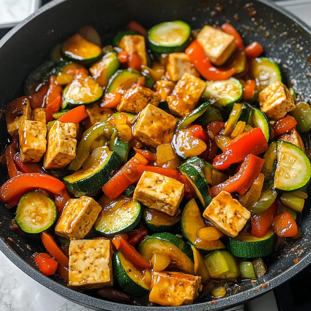 Zucchini-Pfanne mit Tofu für schnelle Abendessen